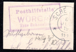 Bayern 1919, Posthilfstelle WÜRGAU Taxe Schesslitz Auf Kl. Briefstück - Brieven En Documenten