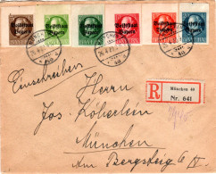Bayern 1920, 6  Geschn. Ludwig Freistaat Werte Auf Reko Brief V. München 40 - Brieven En Documenten