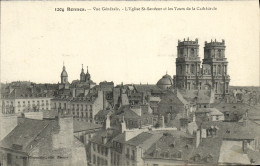 CPA Rennes Vue Generale L Eglise St Sanveur Et Les Tour De La Cathedrale - Rennes