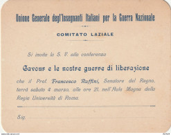 INVITO CONFERENZA -CAVOUR E LE NOSTRE GUERRE DI LIBERAZIONE (YK3616 - Historical Documents