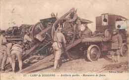 AISNE  02  CAMP DE SISSONNE - ARTILLERIE PORTEE - MANOEUVRE DE FORCE - MILITARIA - Sissonne
