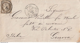 LETTERA FRANCIA 1876 C.30 TIMBRO MARSEILLE ARRIVO GENOVA (YK1784 - 1876-1878 Sage (Typ I)