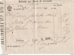 BOLLETTA 1870 UFFICIO DAZIARIO DELL'ARETINA (YK2534 - Italie