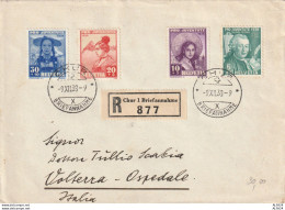 RACCOMANDATA 1938 SERIE PRO JUVENTUTE TIMBRO CHUR BRIEFANNAHME+ERINNOFILO+TIMBRO OSPEDALE (YK2069 - Briefe U. Dokumente