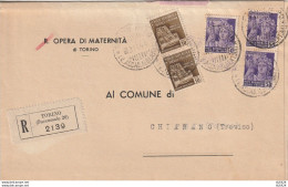 RACCOMANDATA 1944 RSI 3X50+2X10 MON DIST TIMBRO TORINO (YK420 - Storia Postale