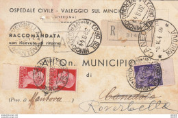 RACCOMANDATA 1944 RSI C.50 MON DIST +2X20 TIMBRO VERBELLA MANTOVA CANEDOLE VALEGGIO SUL MINCIO (YK381 - Storia Postale