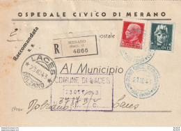 RACCOMANDATA 1943 RSI 15+75 TIMBRO LACES BOLZANO MERANO (YK364 - Storia Postale