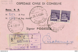 RACCOMANDATA 1945 LUOGOTENENZA 2X1 MON DIST TIMBRO CONSELVE PADOVA (YK173 - Storia Postale