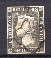 ESPAÑA 1850 EDIFIL. Nº  1A - 6 CUARTOS- PLANCHA II - MATASELLO ARAÑA NEGRO - Usati
