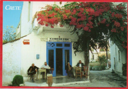 Crète (Grèce Greece) Chania - Pazinos (Galagado) Akrotiri - Café Restaurant 2 Scans CPM  Aniation EDIT MARMATAKIS - Griechenland