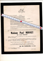 2004 DOODSBRIEF -  MADAME PAUL MONNET NEE JEANNE BOUCHEZ DECEDEE A TEMPLEUVE 1968 - Obituary Notices