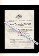2007 DOODSBRIEF -  VEUVE JULES  PREVOST NEE PALMYRE HANARTE DECEDEE A VALENCIENNE 1930 - Obituary Notices