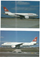 AIRBUS A320 / A310 ARCRAFT AIR MALTA 2 POSTCARDS - 1946-....: Moderne