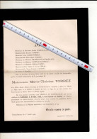 2011 DOODSBRIEF -  MARIE TORREZ  DECEDE 1925 VALENCIENNE - Obituary Notices