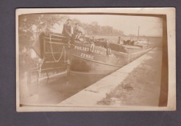 Carte Photo Batellerie Peniche Zebre Poliet Et Chausson Famille De Bateliers  (098) - Hausboote