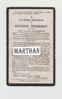 DOODSPRENTJE VERKINDT ARSENE ZOON VAN JULES EN JULIE VANOUDENDICKE WIJTSCHATE HOUTHEM 1909 - 1921 - Todesanzeige