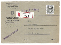 VD - 35 - Enveloppe Recommandée Feldpost 24 - Timbre Surchargé "officiel" 1943 - Dienstmarken