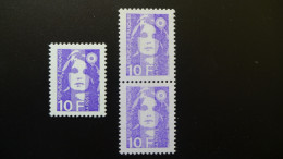 10F Briat YT 2626** RARE VARIÉTÉ Paire IMPRESSION DÉFECTUEUSE Luxe France 1990 - Unused Stamps