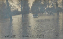 CPA 33 Gironde > Genissac ? Route D'Arveyres - Mars 1927 - Inondation - Inondations - Crue Libourne ? Carte Photo - Libourne
