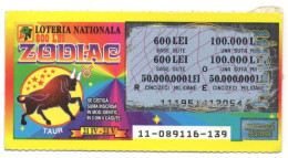 ZODIAC LOTTERY TICKET, TAURUS, No 11-089116-139,  ROMANIA - Lottery Tickets