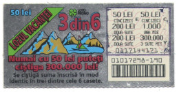 HOLIDAY LOTTERY TICKET, MOUNTAINS, LAKE, BOAT, No.01017298-190, ROMANIA - Lottery Tickets