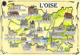Cpsm Carte Géographique Du Département De L'Oise, Chantilly, Senlis, Chambly, Ermenonville ... - Maps
