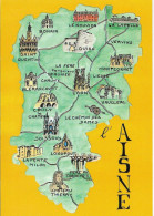 Cpsm Carte Géographique Du Département De L'Aisne, Chemin Des Dames, Guise ... - Maps