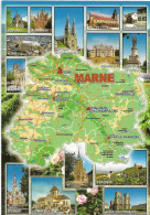 Cpsm Carte Géographique Du Département De L'a Marne, Epernay, Reims, ... - Maps