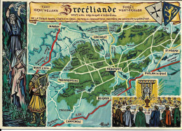 Cpsm Carte Géographique De La Forêt De Brocéliande, Paimpont, Chevaliers De La Table Ronde, Merlin - Maps