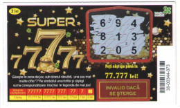 SUPER SEVEN  LOTTERY TICKET, BAR CODE,  No 38-00344-073,  ROMANIA - Lottery Tickets