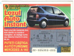 INSTANT AUTO LOTTERY TICKET,  MERCEDES A140,  No 22-026353-203,  ROMANIA - Lottery Tickets