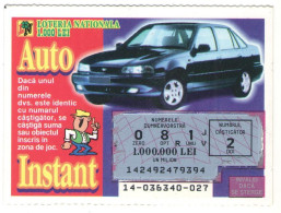 INSTANT AUTO LOTTERY TICKET,   DAEWOO CIELO,  No 14-036343-027,  ROMANIA - Lottery Tickets