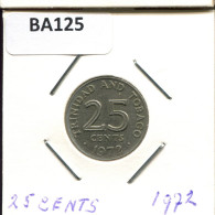 25 CENTS 1972 TRINIDAD AND TOBAGO Münze #BA125.D.A - Trinité & Tobago