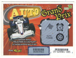AUTO GRAND PRIX LOTTERY TICKET,   No 19-028981-085,  ROMANIA - Lottery Tickets