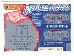 NEW YEAR LOTTERY TICKET,  MAN COOK,  No 18-018876-043, 1988,   ROMANIA - Lottery Tickets