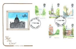 (RECTO / VERSO) LONDON 1980 - FIRST DAY COVER - 7 MAY 1980 - FIVE STAMPS - 1971-1980 Decimal Issues
