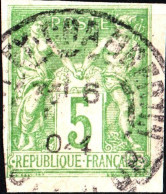 FRANCIA COLONIE, FRENCH COLONIES, NAVIGAZIONE E COMMERCIO, TIPO “SAGE” (TIPO I), 1877, USATI Mi:FR-COL 27, Sn:FR-COL 31 - 1876-1878 Sage (Typ I)