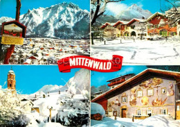 Mittenwald Bayern Haeuser Am Untermarkt Pfarrkirche St Peter Und Paul Hausfassad - Mittenwald