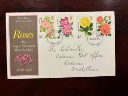 United Kingdom 1976 - 100 Years Royal National Rose Society FDC Stamps Set Edinburgh - 1971-1980 Decimal Issues