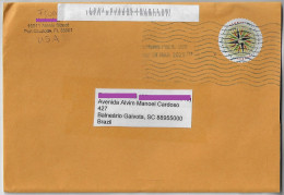 USA 2025 Cover From Port Chalotte To Balneário Gaivota Brazil Stamp Global Forever Compass Rose Electronic Sorting Mark - Brieven En Documenten