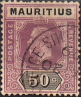 Maurice - 1921 Roi Georges V, 50cents Y&T 176 Oblitéré  Cote >4€ - Mauritius (...-1967)