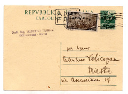 Trieste A - C.P. Lire 12 Democratica N. C3B Viaggiata Con Valore Aggiunto - Mint/hinged
