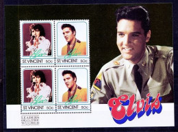 Elvis Presley, Music, Singer, St. Vincent 1985 MNH SS - Vignettes De Fantaisie