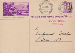 Postkarte Ascona-Lago Maggiore  1. SCHWEIZ. AUTOMOBIL POSTBUREAU (SOLOTHURN Klosterplatz) - Ganzsachen