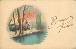 CPA BONNE ANNEE - PAYSAGE - HOUX - Neujahr
