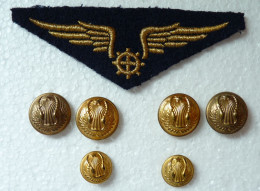 Armée De L'Air (lot 3) : Aile De Poitrine Avec Roue Dentée Des Mécaniciens - 4 Gros Boutons - 2 Petits Boutons - Uniforms