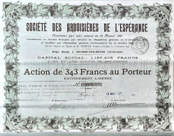 Société Des Ardoisières De 'l'espérance - Action - 1921 - Haybes-sur-Meuse - Other & Unclassified