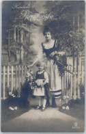 51572764 - Frau Kind Blumen - Pfingsten