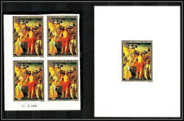 90868a Gabon N°161 Tableau Painting Paques Easter 1975 Christ Non Dentelé Imperf ** MNH Bloc 4 Coin Daté Epreuve Proof - Gabon