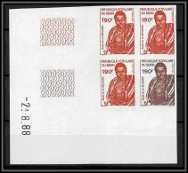 93372 Benin N°667 Buste Ru Roi Benhazin 1988 Coin Daté Essai Proof Non Dentelé Imperf ** MNH - Benin - Dahomey (1960-...)